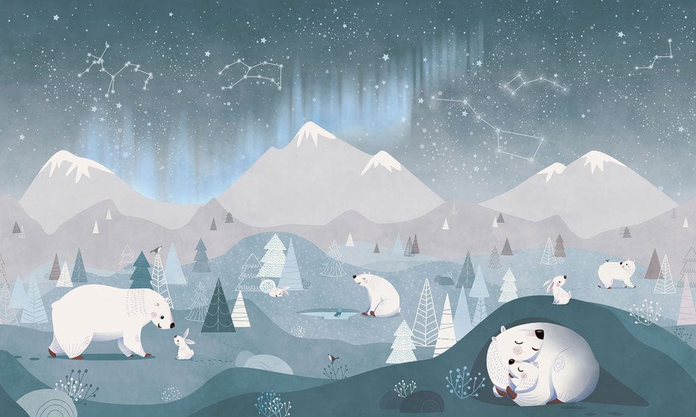Enchanting Arctic Wildlife Nursery Mural Wallpaper