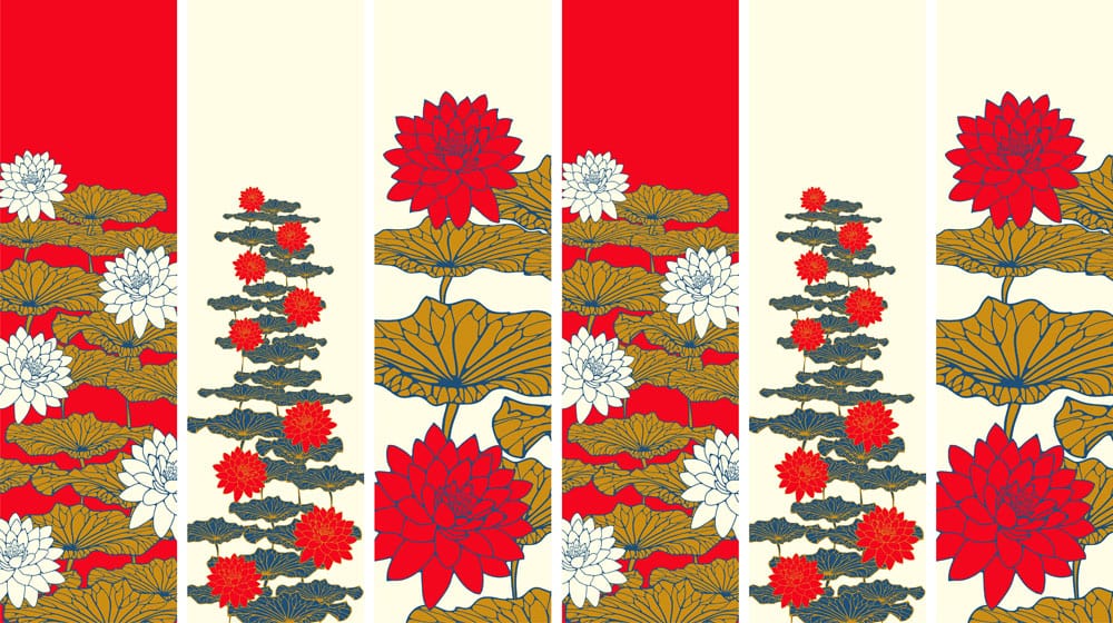 Royal Red Lotus Pattern for Wall Mural Decoration in Your Home