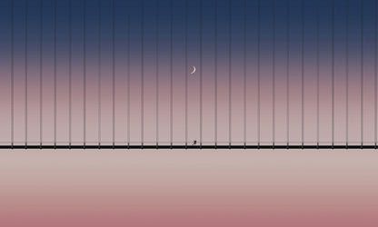 Wallpaper mural for home decoration with a runner under the moon.