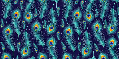 Wallpaper mural featuring a shimmering peacock feather design, perfect for use as home decor