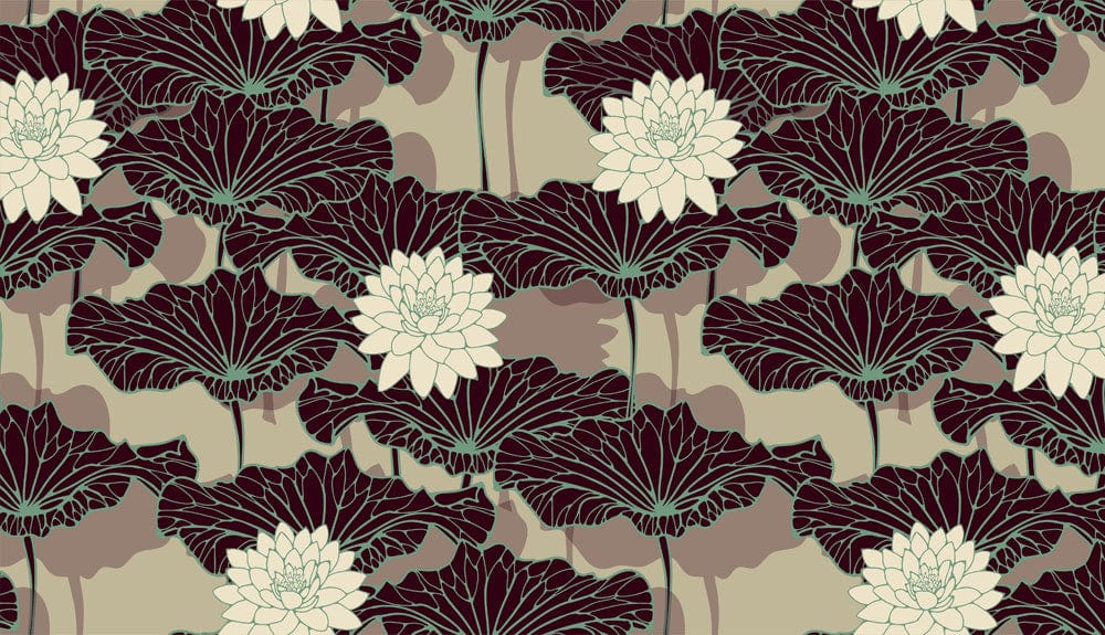 Elegante Muro Decorativo Botanico in Beige con Loto