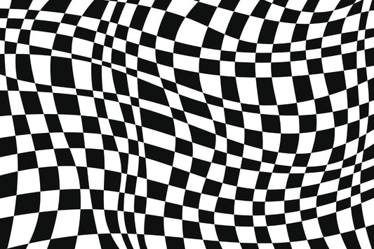 Wallpaper Mural with a Wavy Checkerboard Grid Design for Home Decoration