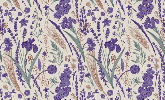 Wheat and Lavender Wallpaper Mural for Interior Design of Homes