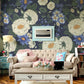 Decorate your living room with this white paisley wallpaper mural.