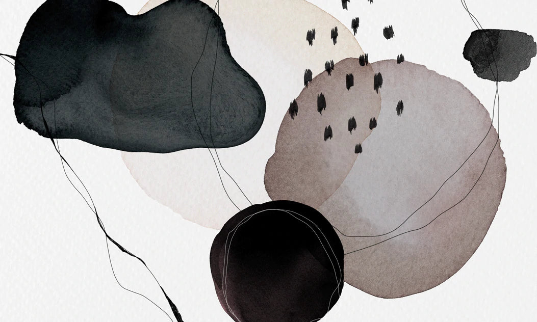 Abstract Watercolor Spheres Art Mural Wallpaper