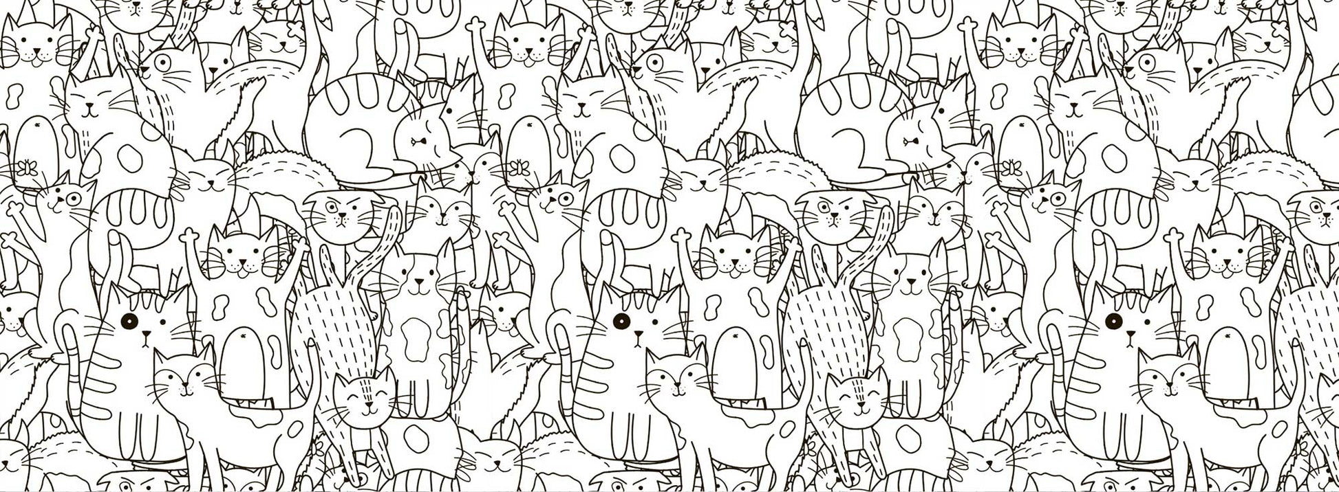 Lots of cute line cats animal wallpaper decor