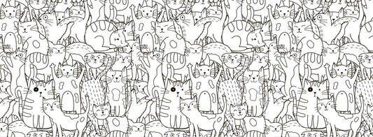 Lots of cute line cats animal wallpaper decor