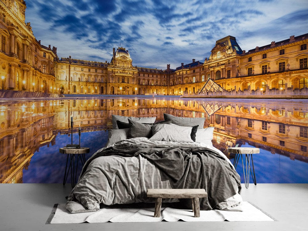 special landmarks wallpaper design of sublime view of Louvre