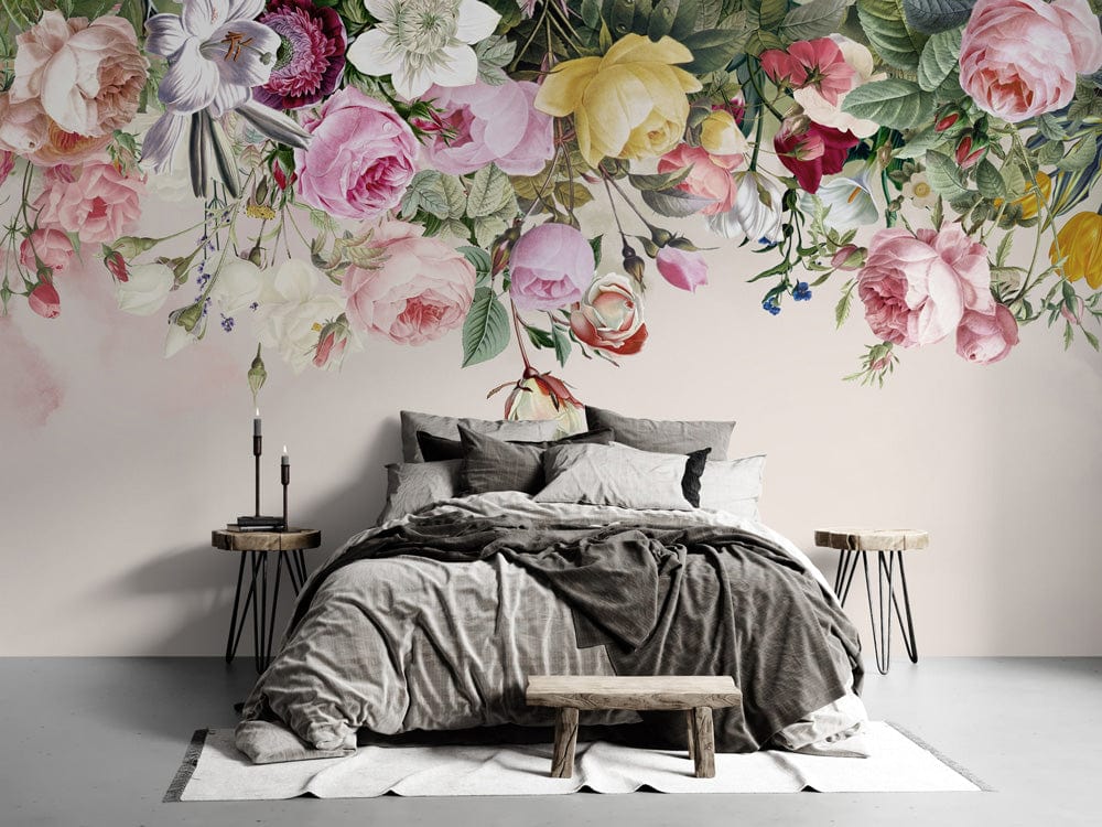 murals of brightly colored flowers to brighten up the bedroom