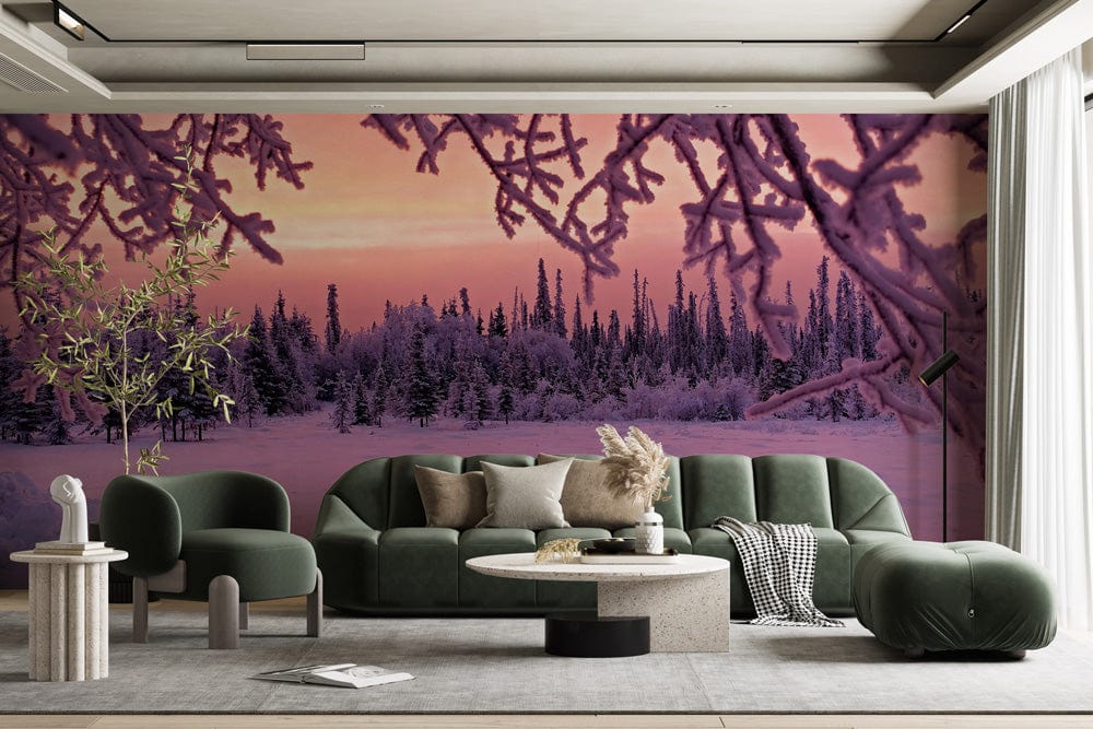 dreamy purple sunset wallpaper design art