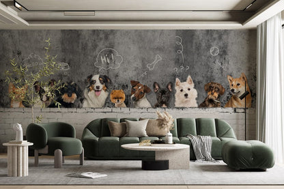 custom-made for dog-lovers, a variety of dog wall murals for your living room