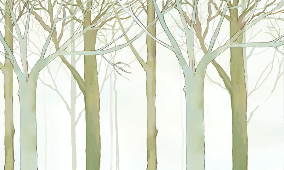 Soothing Birch Tree Forest Mural Wallpaper