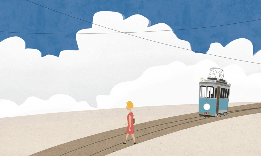 Vintage Tram Illustrative Wall Art