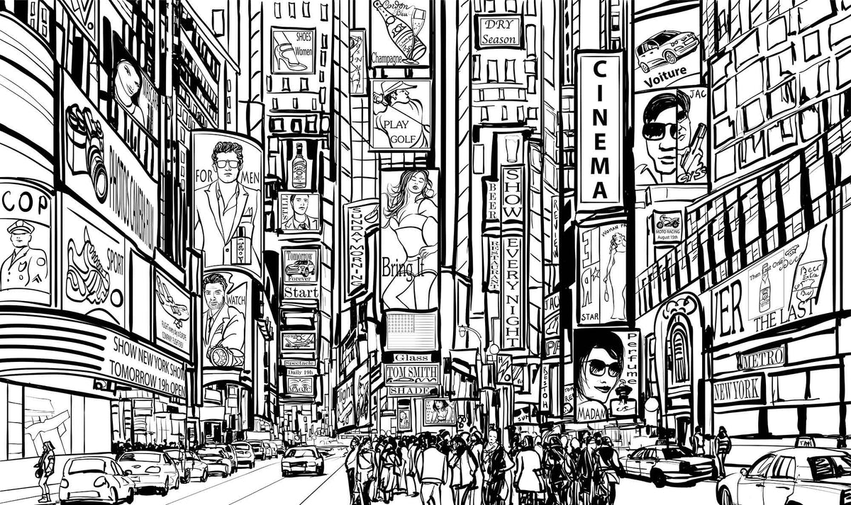 Urban Chic Black and White Mural Wallpaper