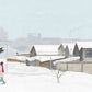 Plain Wallpaper Depiction of a Snowy Village