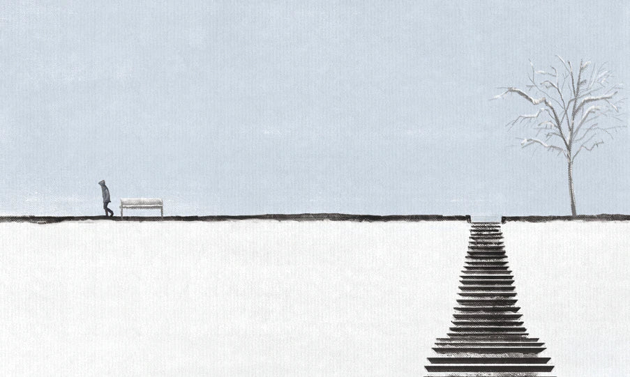 Modern Monochrome Staircase Art Mural Wallpaper