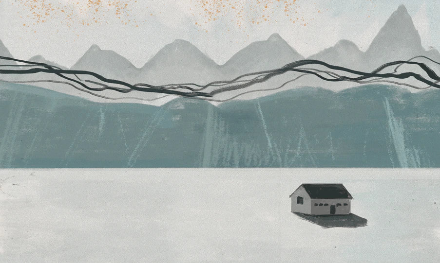 Wallpaper Mural of a Lonely Cabin at the Foot of the Mountains for Home Decor