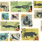 Decorate your home with this animal stamp pattern wallpaper mural.