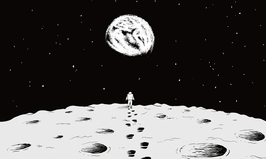 Astronaut Moonwalk Monochrome Mural Wallpaper