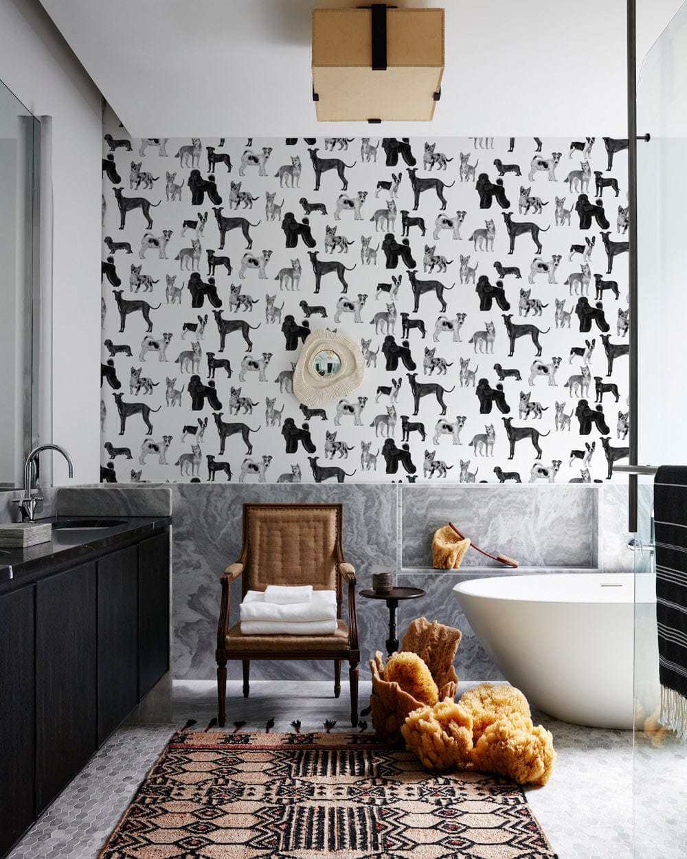 nice bathroom wall murals with a repetitive pattern of dogs