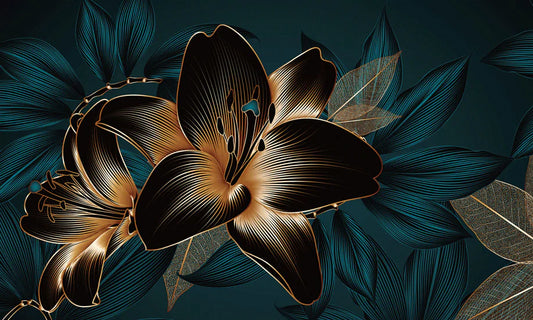 Home Decoration Featuring a Dark Lily Flower Wallpaper Mural