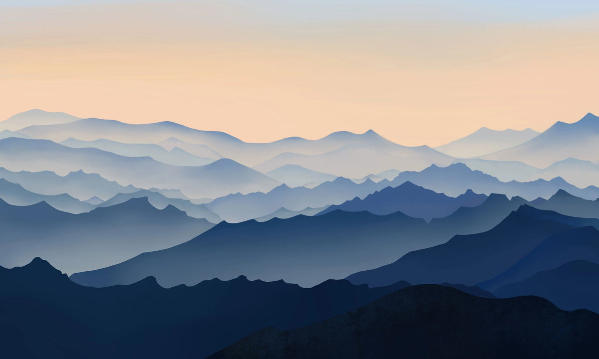 Ombre Blue Mountain Range Wallpaper