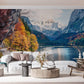 unique lake and snowy mountain landscape wall mural art 