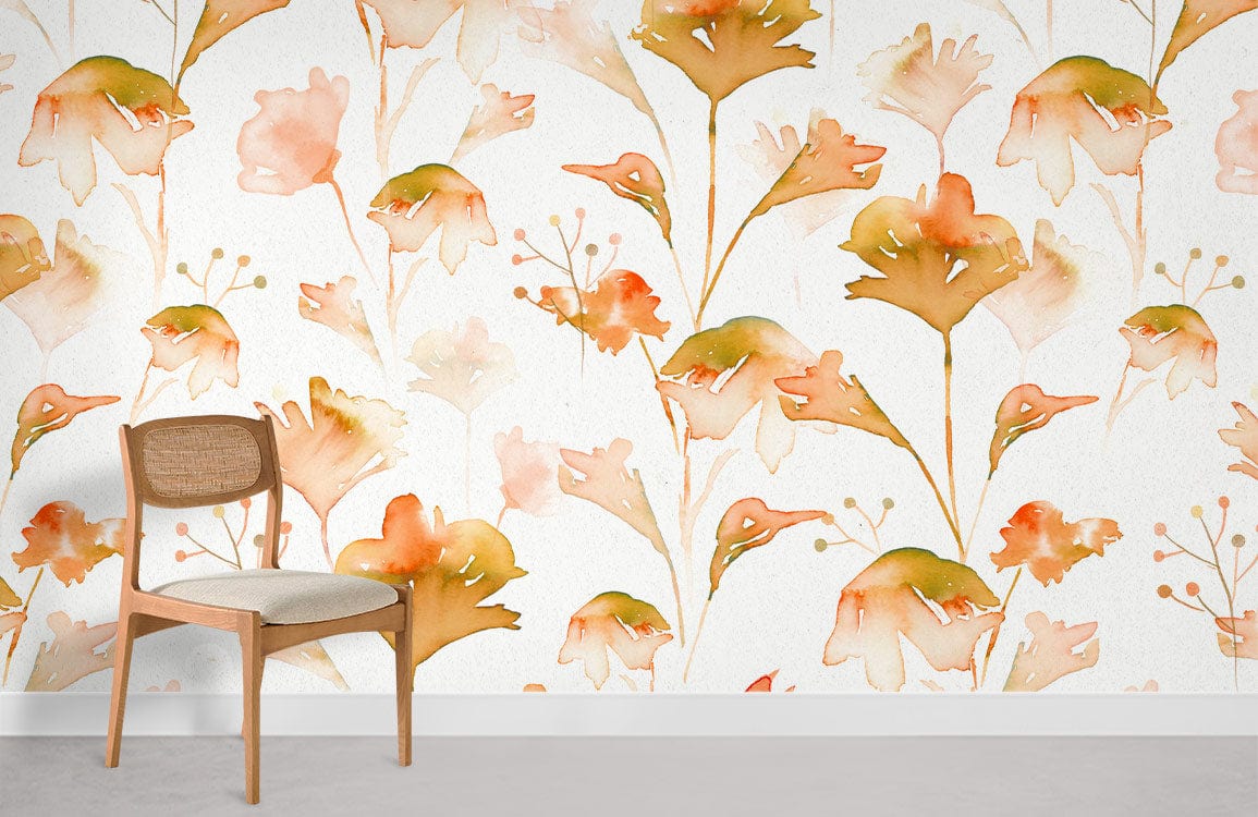 Ginkgo Tree Shedding Its Leaves in the Fall Wallpaper Mural Room