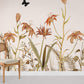 wall paintings with orange flowers and shrubs
