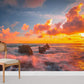 beautiful sunset glow sea wallpaper mural design