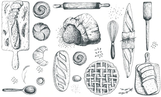 Restaurant Wall Covering Featuring a Bread Pattern Wall Mural