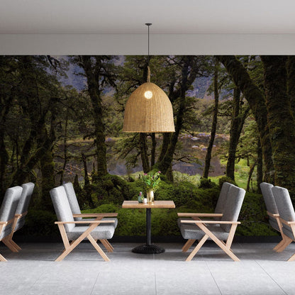 forest landscape with a small lake wall decoration restaurant