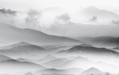 mural wallpaper with an attractive mountain scene for use in home decor