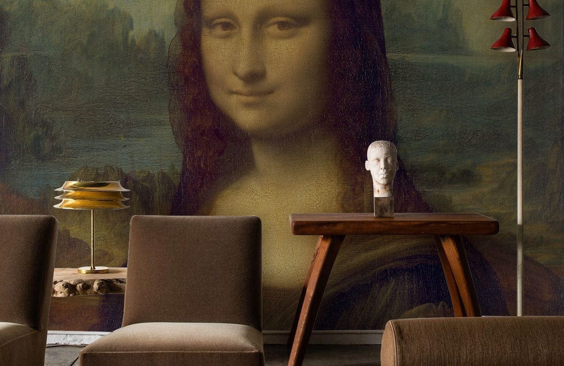 Wallpaper mural of the Mona Lisa for use as a Decoration in the Living Room