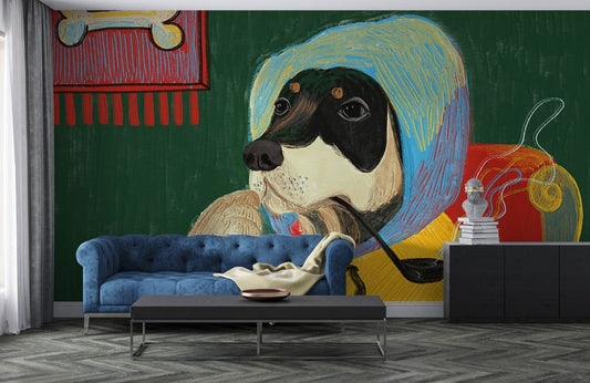 Mr Smoking Dog Wall Mural - Stylish Wall Art for Your Home