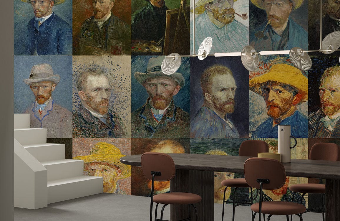 Van Gogh Self-portrait Wallpaper Mural for hallway decoration