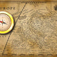 Vintage Map and Compass Wallpaper Mural