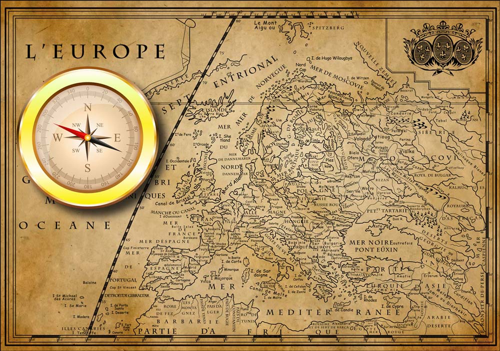 Vintage European Map Mural Wallpaper