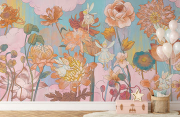 Verspielt Pastellblumen Wandbild
