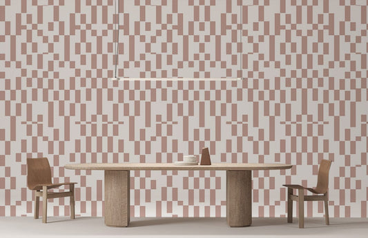 Pink & White Modern Bauhaus Geometric Wallpaper
