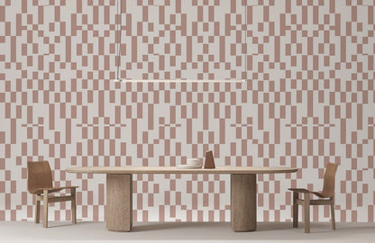 Modern Geometric Neutral Mural Wallpaper in dining room