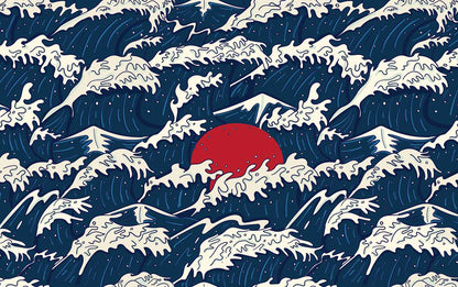 Sun in Waves Wallpaper Mural Art Design