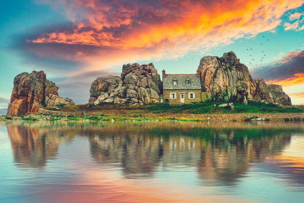 Sunset Coastline Scenic Landscape Mural Wallpaper