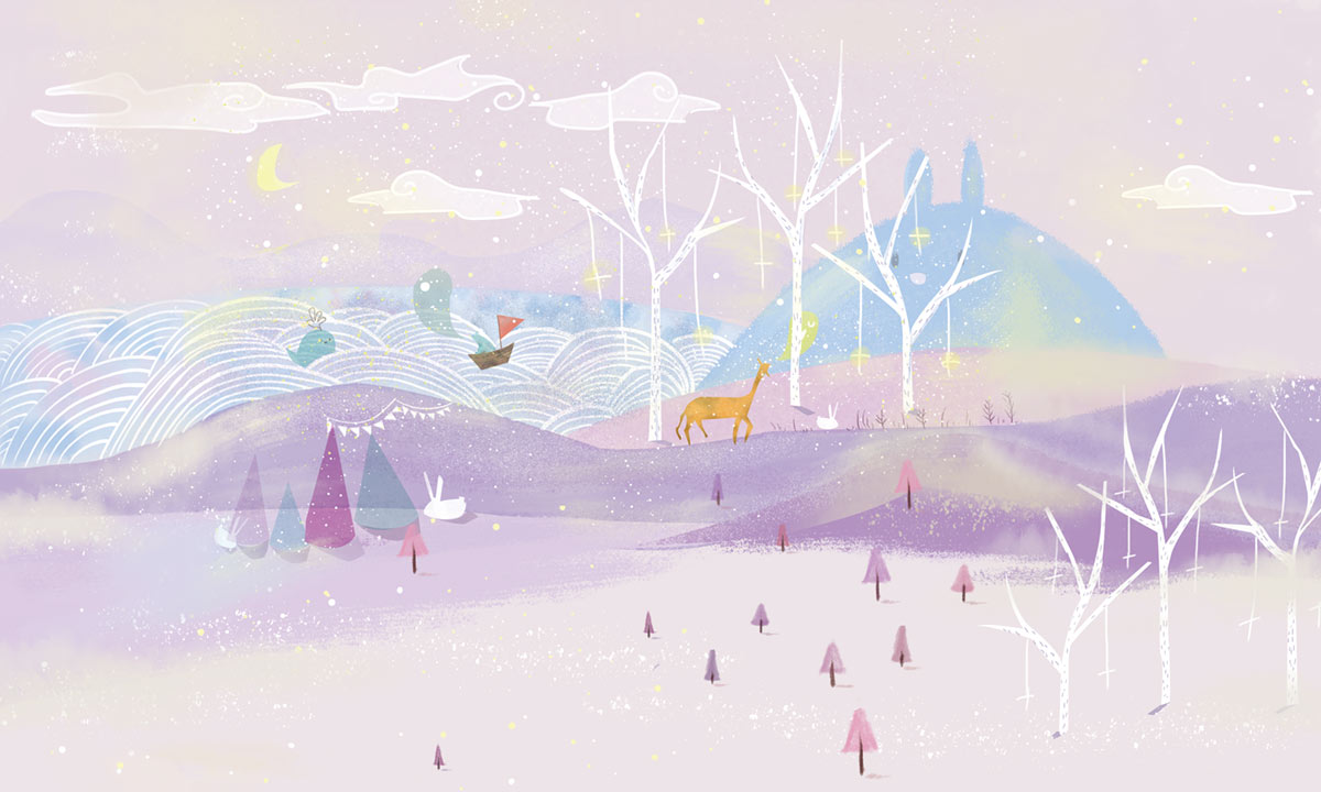 Whimsical Forest Landscape Wall Mural