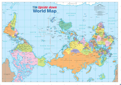 Upside Down World Map Mural Wallpaper