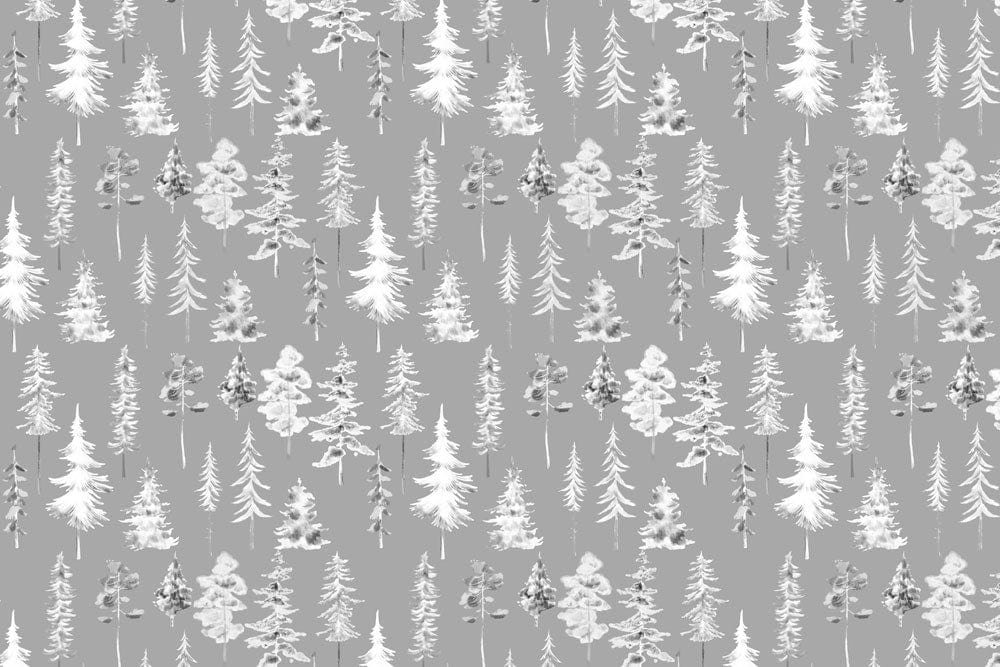 grey watercolor forest wall mural home interior decor