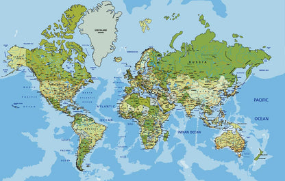 Educational World Map Wallpaper for Wall