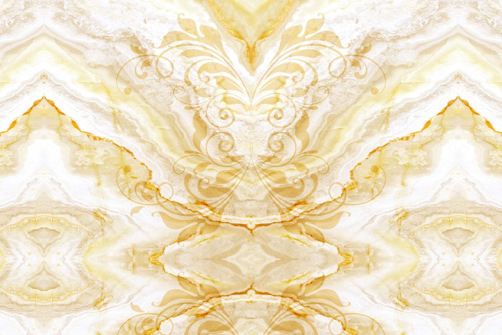 Luxurious Gold Marble Damask Mural Wallpaper