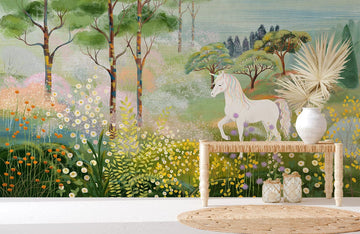 Muro Murale di Unicorno nella Foresta Incantata