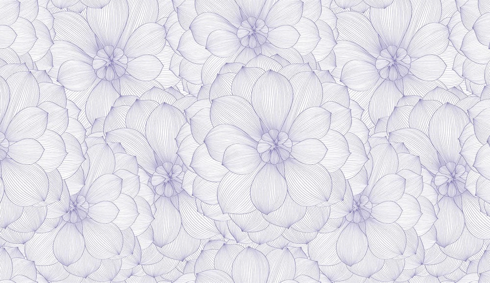Muro a Carta da Parati con Disegno Floreale Viola Elegante